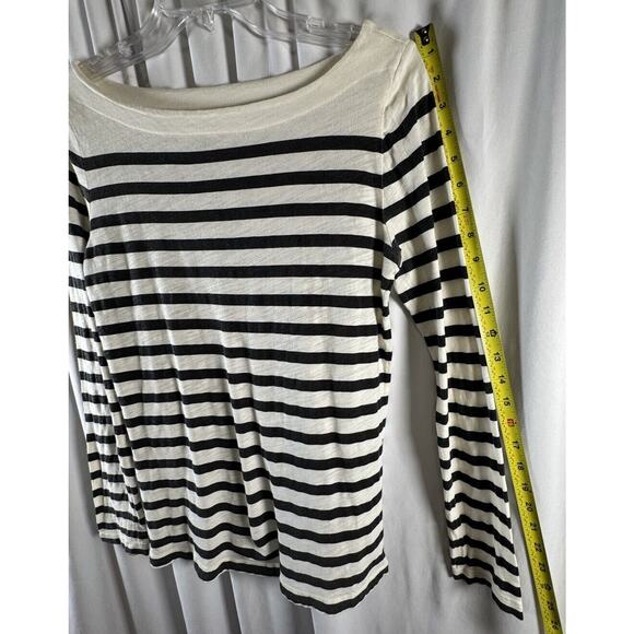 Ann Taylor LOFT Boatneck Long Sleeves Striped T-Shirt, Black/Ivory, Sz: M, 73-26 - Picture 5 of 14